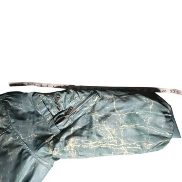 BDG Light Green Marble Print Puffer Bomber Jacket Size S - Picture 13 of 16